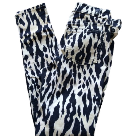 7 For All Mankind Blue Cream Jeans Sz 26 - Picture 1 of 5